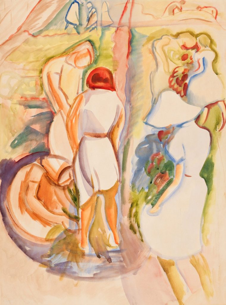A watercolour image called School Garden from the original Frances Barwick gift
